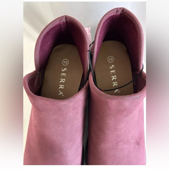 Serra Women Size 10 Side Cut Maroon Ankle Booties SlipOn Stacked Wedge Heel Shoe - Picture 9 of 16